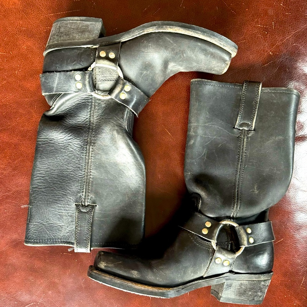 Frye MADE IN USA black harness biker motorcycle boots size 7